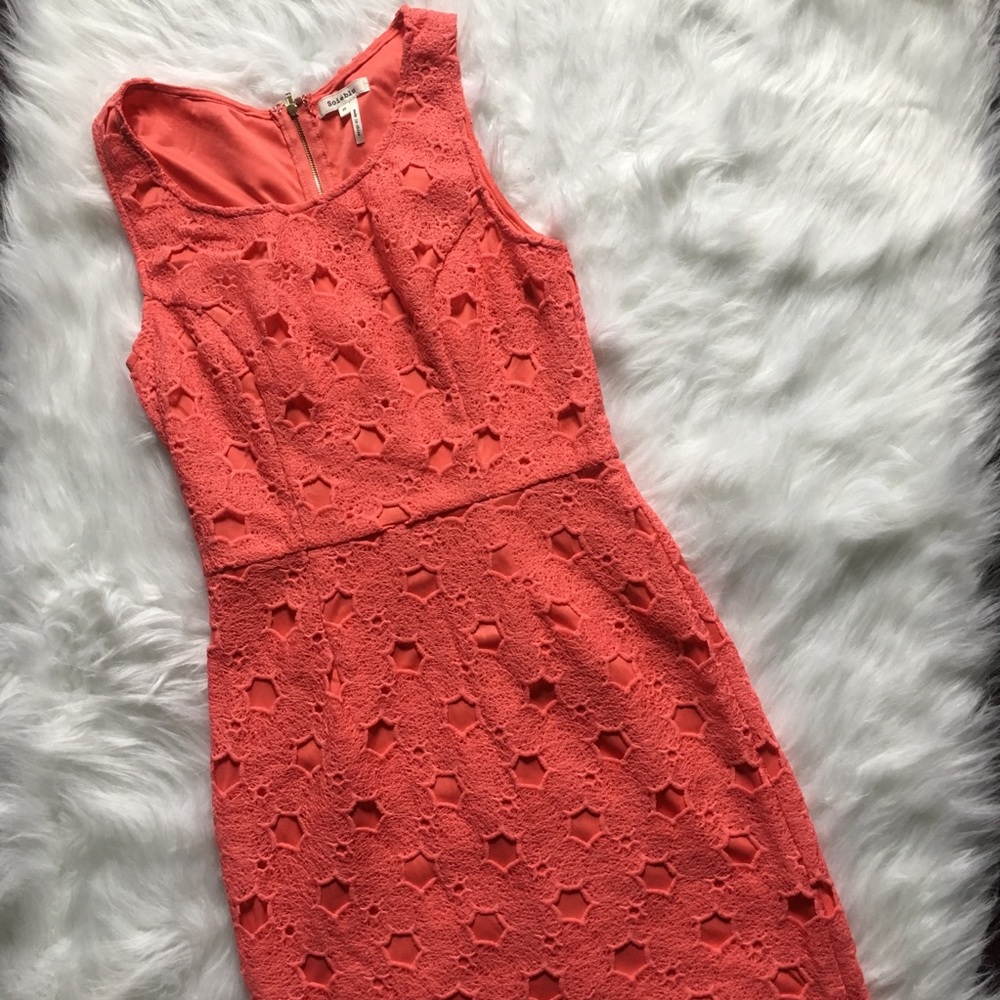Coral Crochet Dress